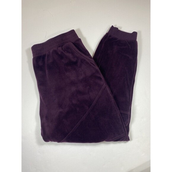 Joe's Velvet Sweatpants Joggers Wine Purple XL Pockets Elastic Waist Stretch - Picture 1 of 11
